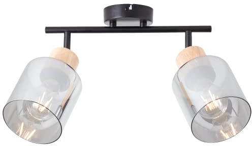 Lightbox eleganter Deckenspot mit rauchfarbenen Glas Schirmen und | eleganter Deckenspot - Decken Strahler mit rauchfarbenen Glas Schirmen und schwenkbaren Köpfen - 2 x E27 max. 40 W - 23 cm