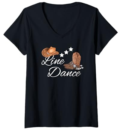 Damen Lustiges Geschenk für Line Dancer Line Dance T-Shirt mit V-Ausschnitt