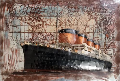 Handgefertigtes Metallbild Vessel Black/Gold ca. 120x80 cm Kunst Bild 3D-Optik Wandbild