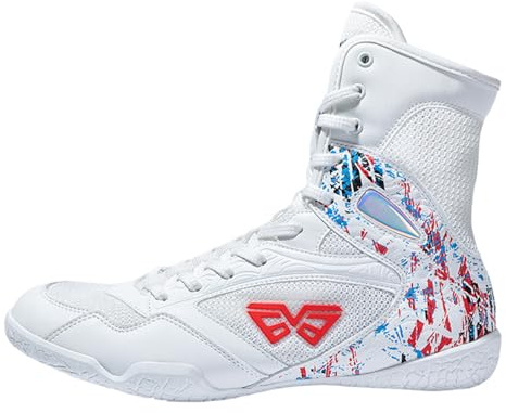 ZHENSI Zapatos De Boxeo Hombre Lucha Libre Artes Marciales Zapatillas De Gimnasio Botas Ligeras Y Transpirables Botas De Fitness para Interiores,Blanco,37 EU