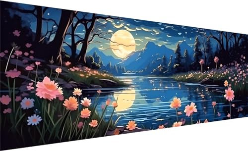 Diamond Painting XXL 240x80 cm, DIY Landschaft Diamant Painting Bilder, 5D See Diamant Malerei Set, Diamant Kristall Strass Kreuzstich Painting, Diamond Painting Erwachsene Zimmer Deko Geschenk A-9