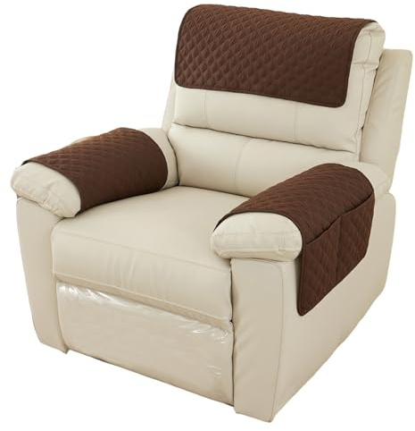 PTJJXA Housse d'accoudoir de Canapé, Housse de Fauteuil 1 Place, Canapé Appuie-Tête, Réversible Protégé Canape, Couvre Canapé avec Accoudoirs, Protege Canape Impermeable pour Sofa (Brun)