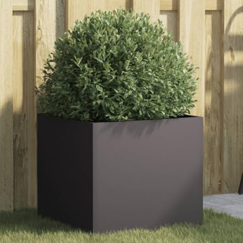 Rantry Pflanzkübel Hochbeet Blumenkasten Frühbeet Garten Pflanzkasten Gemüsebeet Gartenbeet Pflanzbeet Blumenbeet Schwarz 42x40x39 cm Kaltgewalzter Stahl