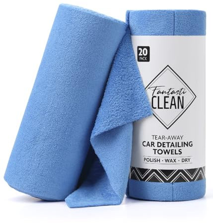 Fantasticlean Coral Fleece Panni per la Pulizia, Rotolo di Panno in Microfibra Strappabile, 20 Pezzi Asciugamani Riutilizzabili per Lavaggio, Asciugatura e Lucidatura 35 x 35 cm - Blu