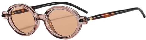 LVTFCO Lunettes de soleil rétro petites ovales Steampunk pour femmes lunettes de soleil punk vintage pour hommes lunettes à verres transparents monture UV400, thé champagne, taille unique