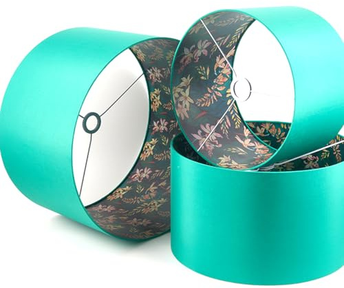 Zeitgenössischer Trommel-Lampenschirm 40 cm Grün für Tisch-, Steh- und Pendelleuchten, für Wohnzimmer und Schlafzimmer, E27 E14 max. 60 Watt von Stella & Mag Creative
