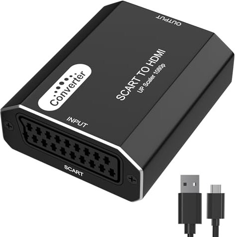 Hxwlo Adattatore SCART a HDMI, Convertitore SCART HDMI con Guscio in Alluminio, Supporto 720p/1080p, per TV, Proiettore, Monitor HDTV, STB, VHS, Xbox, PS3