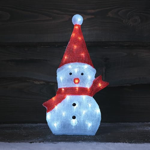 Lights4fun 51cm LED Schneemann Silhouette 2D Schneemann Figur innen und außen Weihnachtsfigur Weihnachtsdeko Weihnachtsbeleuchtung Außen