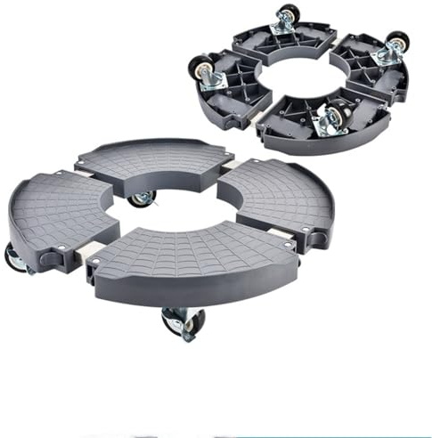 YIYILU Pflanzenroller Rund, Einstellbar Ø 42cm bis 61cm, Rolluntersetzer Tragkraft 400 kg, Blumentopf mit 360°Drehbare Rädern, Rollbrett Pflanzen für den Hausgarten Blumentopf, Schwerlast und Innen,