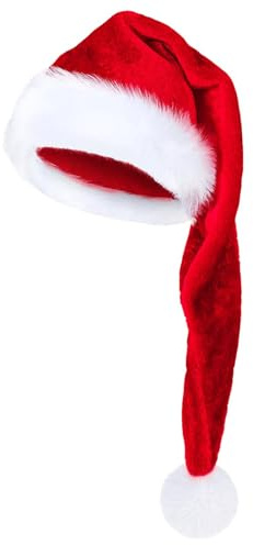 Niesel Große Weihnachtsmütze, lange Weihnachtsmütze für Erwachsene | Weiche Samt-Plüsch-Weihnachtsmützen - Cosplay-Kostüm, Unisex-Hut für Erwachsene für Weihnachten, Neujahr, Partys und Feiern