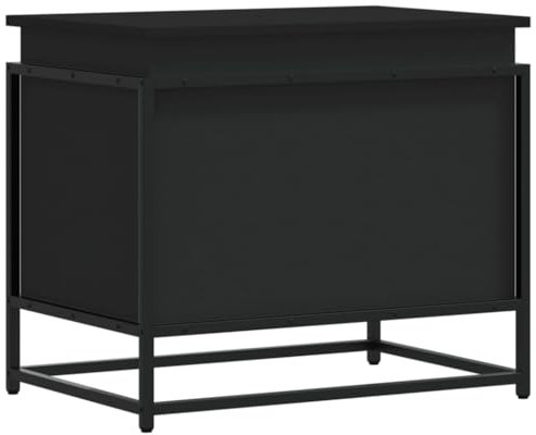 vidaXL Boîte de Rangement avec Couvercle Noir Bois d'ingénierie, boîte à couvertures, Coffre de Rangement, boîte de Rangement pour Jouets