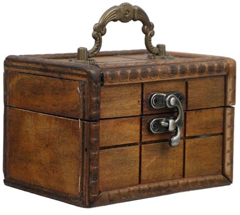 Alipis Handmade Wooden Jewelry Box with Lock Antique Chinese Treasure Chest for Small Items and Keepsakes Elegant Design for Clutter Reduction and Versatile Storage
