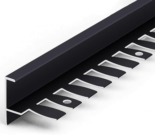 Profil De Bord D'escalier 135CM * 2 Pièces Profil De Bord De Marche Profil D'extrémité en Forme De F en Alliage D'aluminium pour Le Revêtement D'escalier Et La Rénovation D'escalier,Noir,XL
