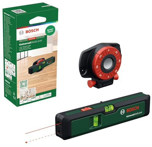Bosch Laser-Wasserwaage UniversalWallLevel (3-in-1-Werkzeug: Wasserwaage, Linienlaser zum einfachen Ausrichten an Wänden bis 5 m, Laserpunkt zum Übertragen von Höhen bis 20 m, in Karton)