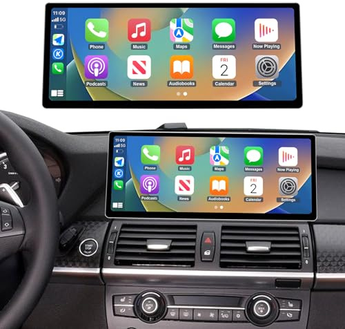 Ninetom Autoradio touchscreen da 12,3 pollici per BMW X5/X6 E70 E71 2011-2013 con sistema CIC, supporta Apple Carplay/Android Auto/Mirrorlink/navigazione GPS, aggiornamento del display dell'autoradio