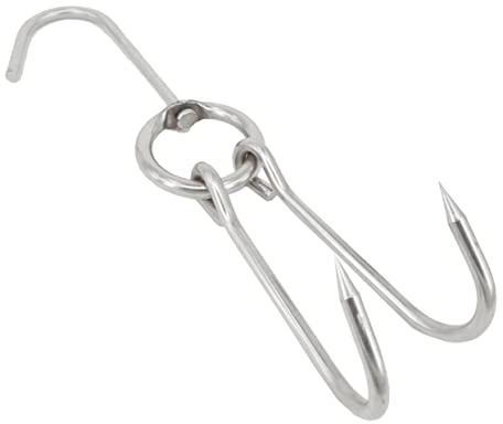 Happyyami 6pcs Stainless Steel Meat Hooks Double Hooks for Beef Chicken Hanging Drying Smoking