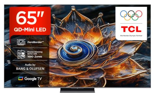 TCL 65Q8C Televisor 65 Pulgadas QD-Mini LED 4K Smart TV, 4500 nits HDR Premium, Bang & Olufsen, ZeroBorder, Google TV, Dolby Vision IQ y Atmos, Game Master