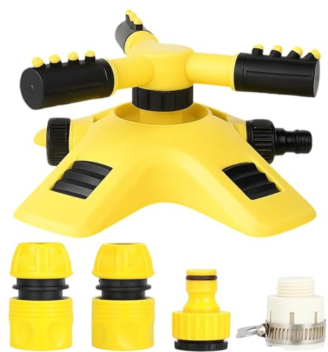 Lot de 5 arroseurs de pelouse, fonction rotative automatique à 360° pour un arrosage uniforme, arroseur de jardin pour grandes surfaces, robuste