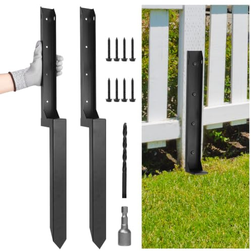 VALKINWORKS 2 Pack Fence Post Repair Kit, Steel Anchor Stakes 4x4/6x6 Posts | Heavy-Duty One-Piece Steel Construction,Includes Multiple Anchors for Fence Reinforcement Projects