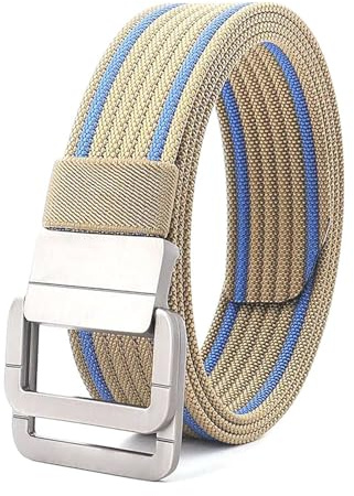 CLywdp Canvas-Gürtel, Doppelring-Design, Gürtel für Damen und Herren, lässiger Bund