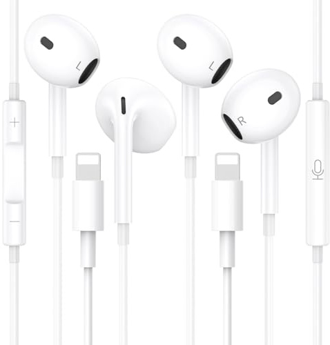 Ohuhu 2 Pezzi Cuffie iphone con Filo, [Certificate MFI] In-Ear Hi-Fi Stereo Auricolari iphone con Microfono e Controllo del Volume Compatibili con iPhone 14/14 Pro/13/12/11/XR/XS/X/8/7/SE