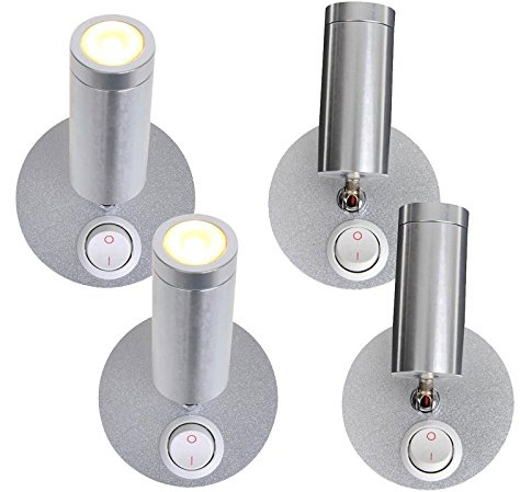 ProPlus 4er Set Wohnwagen Wohnmobil Boot Innenbeleuchtung Led Aufbauspot schwenkbar 12v, 120lm, Ø65x65-130mm, On/Off Schalter