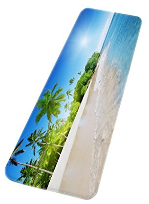A.Monamour Badematten Badteppiche Badvorleger Tropische Insel Palme Blaue Ozean Meer Strand Landschaft Druck Weiche Flanell rutschfeste Bad Matte Dekorative Bereich Teppiche Für Wohnzimmer Boden