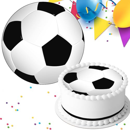 FOOTBALL BLACK & WHITE SOCCER BALL 7.5 INCH BIRTHDAY PARTY PRE-CUT EDIBLE ICING CAKE TOPPER DECORATION FB23