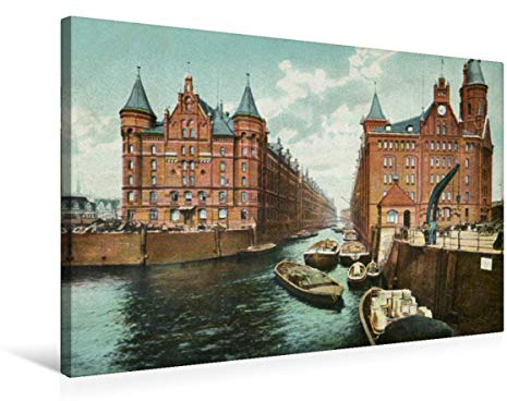Premium Textil-Leinwand 75 x 50 cm Quer-Format Lebendiges Hamburg von 1888 bis 1918 | Wandbild, HD-Bild auf Keilrahmen, Fertigbild auf hochwertigem Vlies, Leinwanddruck von Jens Siebert