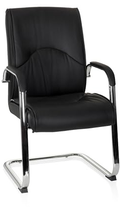 hjh OFFICE 706813 Besucherstuhl Freischwinger SOVRANO V Kunstleder Schwarz/Chrom Konferenzstuhl ergonomisch geformt