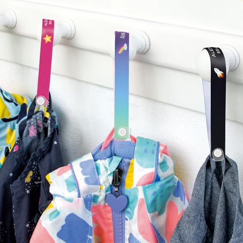 Stikets 9 cintas personalizadas para colgar ropa de niños sin coser. Cierre permanente (240x15 mm)