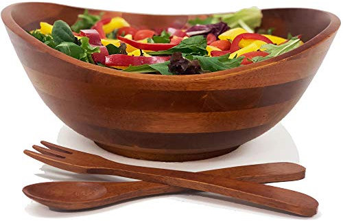 Woodard & Charles Wood 3 Piece Salad Serving Bowl Set, 11 3/4 x 11 x 5