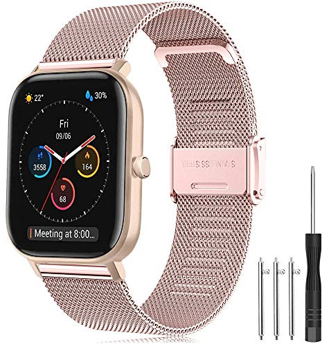 YASPARK Correa para Amazfit GTS Pulsera, 20mm Malla de Acero Inoxidable Reemplazar Banda Pulsera para Amazfit GTR 42mm/ GTS 4/GTS 3/GTS 2/2 Mini/2e/ Bip/Bip Lite/Bip S/Bip U/U Pro/Bip S Lite