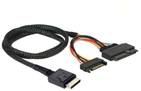 chenyang PCIe 4.0 SFF-8611 auf SFF-8639 Kabel mit SATA Stromversorgung für U.2 SFF-8639 NVME SSD Motherboard Interne Erweiterung 1,64 FT/0,5 M