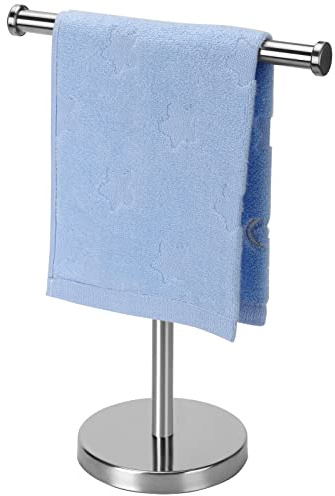 Freistehender Handtuchhalter Handtuchständer mit schwerem Marmorsockel, Badezimmer-Handtuchhalter SUS304 Edelstahl (Silber)