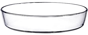 Teglia antiaderente Bocce a microonde in vetro Clear Round Glass Casseruola in vetro coperto Bakeware Tortiera antiaderente (Size : M)