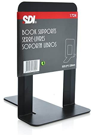 Soporta Libros Grande (23 cm) Metálico con Base Antideslizante - Ref.1724-N - by SDI de Office Box (Negro)