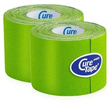 CureTape® Kinesiotapes | 2 Kinesiologie Tape Rollen | Wasserfestes & Latexfreies Kinesiotape | Hautfreundliches Physio Tape | Sporttape für Verletzungen & Beschwerden | Vorteilsset | 5cm x 5m | Lime