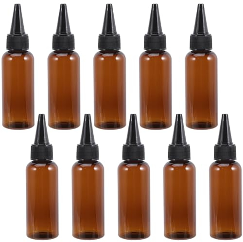 ULTECHNOVO10pcs Top Applicator Bottles,50ml Hair Oiling Bottle Hair Oil Squeeze Applicator Pet Plastic Refillable s with Cap Oil