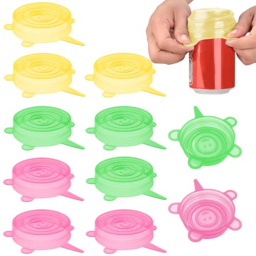 Couvercles Pots Yaourt Confiture Conserve, 12 Pièces | Écologiques, Élastiques Réutilisables, Sans BPA, Lavage au Lave-vaisselle, Compatible Yaourt La Laitière