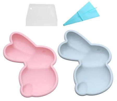 Stareal 6 Inch Silicone Cake Molds, 2 Pieces Novelty Bread Pie Tart Baking Molds, Large Chocolate Candy DIY Resin Making Moulds, Creative Shape Silicone Molds for Home Baking Birthday (Rabbits)