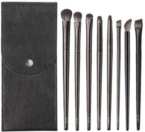 INGJIA 8 Pcs Pennelli per Trucco Occhi Professionali,Make Up Kit per Ombretti,per Applicazione Contorno e Definizione, Sfumature