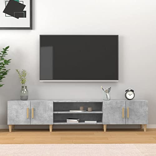 FIRBNUS TV-Schrank Betongrau 180x31,5x40 cm Holzwerkstoff Industrial Sideboard Fernseher Schrank TV Cabinet