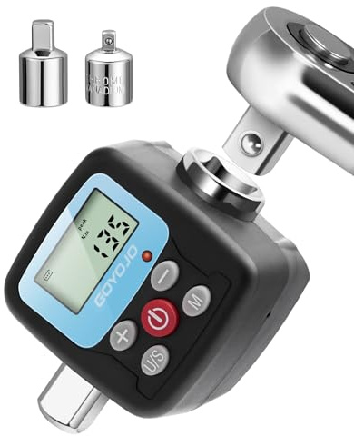 GOYOJO Digitaler Drehmomentadapter, 1/2 Zoll, 4-135 Nm | ±2 % im / ±2,5 % gegen Uhrzeigersinn, Track/Peak, 4 Einheiten, 80-100 % LED-/Signaltonalarm für Auto, Motorrad und Wartung
