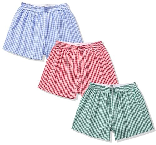 Hialegion flerpack mjuka sovbyxor dam bomull Y2K mode strandbyxor dam sommar going-out shorts boxershorts dam fritidsbyxor bekväma breda korta byxor 3-pack S–XL, 3 st blå ruta/röd ruta/grön rutig, S