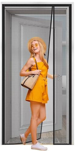 Insect Protection Door Curtain, 70x240cm Insect Protection Roller Blind self-Adhesive, Insect Protection Magnetic Fly Curtain for Balcony Door, Living Room Black