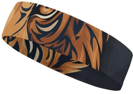 Schweißbänder mit Tiger-Logo-Design, atmungsaktiv, rutschfest, feuchtigkeitsableitendes Haarband, Workout, Laufen, Sport, Stirnband für Damen und Herren