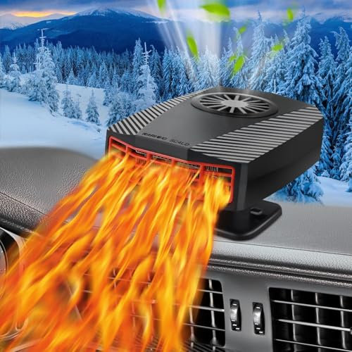 COMBLU Auto-Heizung, tragbare Auto-Heizung, Auto-Entfroster, 12 V, 150 W, schnelles Aufheizen, Entnebeln, Entfroster, 2-in-1-Auto-Windschutzscheiben-Heizung und Kühlventilator mit
