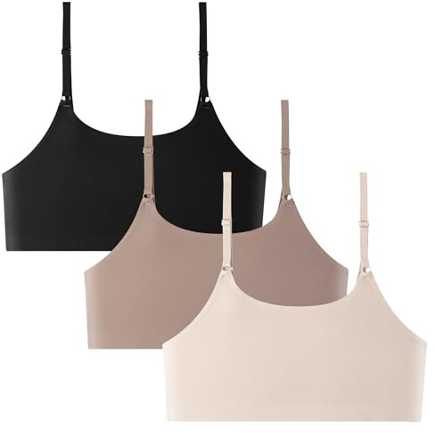 Sidotopp 3 stycken mjuka bralette Cami BHS ingen vaddering bralette ultra bekväm utjämnande sömlös inga underkläder bh sov-bh, Svart/beige/brun, L