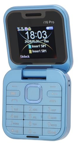 ASHATA Mini Flip Mobile Phone, 2G Foldable Cell Phone Tiny Phone Support FM Radio Magic Voice Blacklist Speed Dial Vibration, 32MB RAM, 2 SIM Card Slots, LED Flashlight, Easy to Use